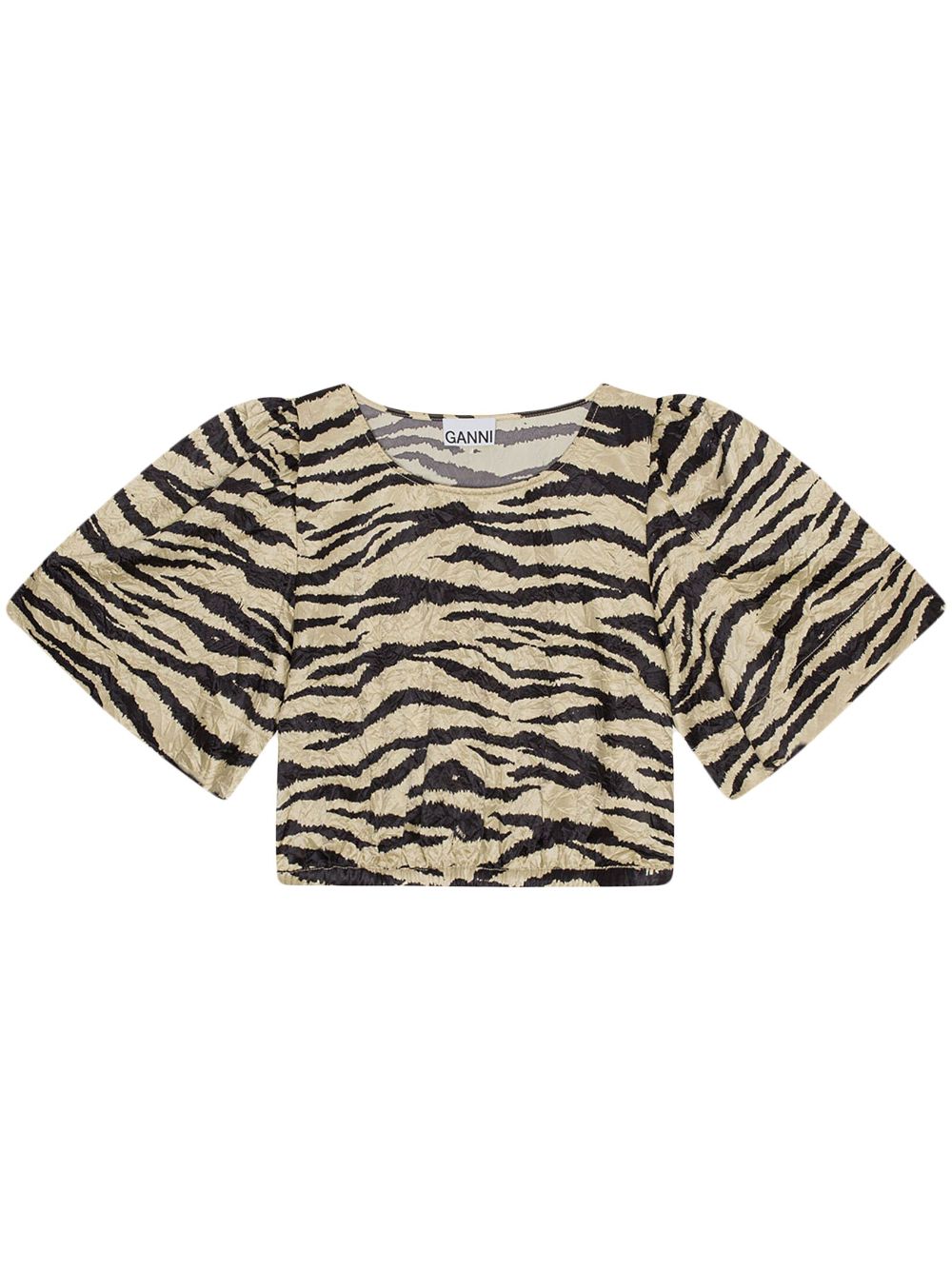 Zebra-print crinked cropped T-shirt - 531