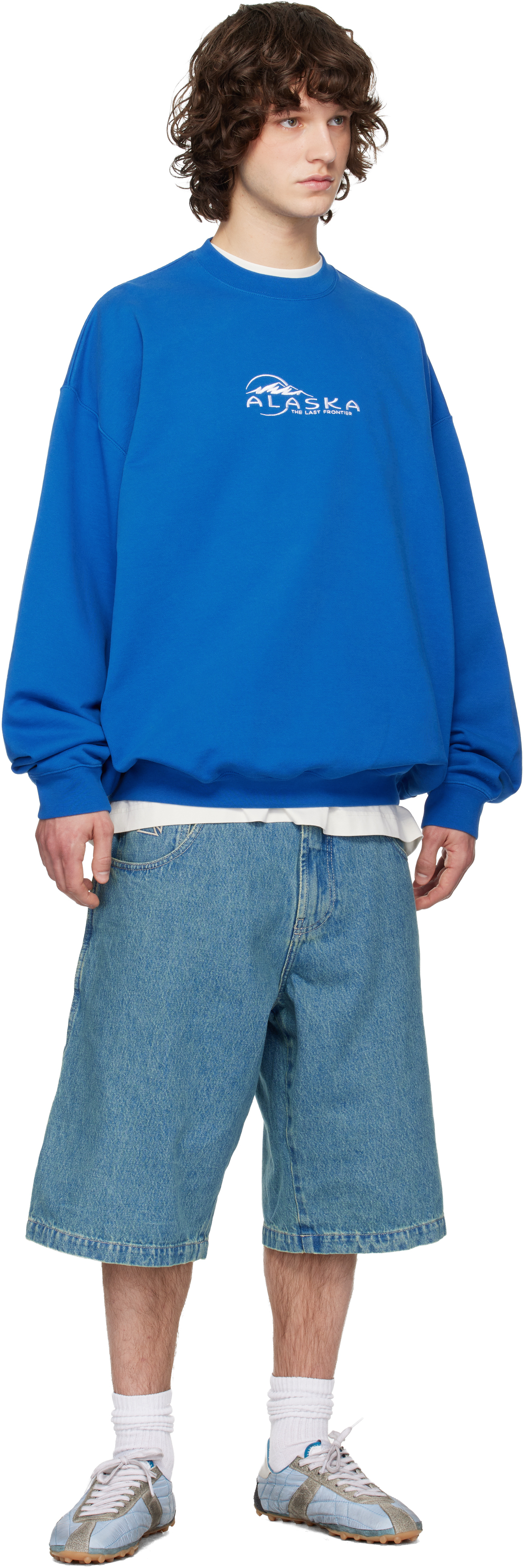 Blue Biker Cross Hip-Hop Denim Shorts