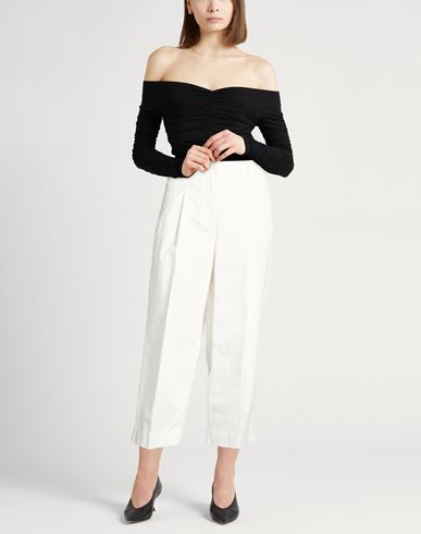 Easy Woman Pants Ivory Size 6 Cotton, Elastane