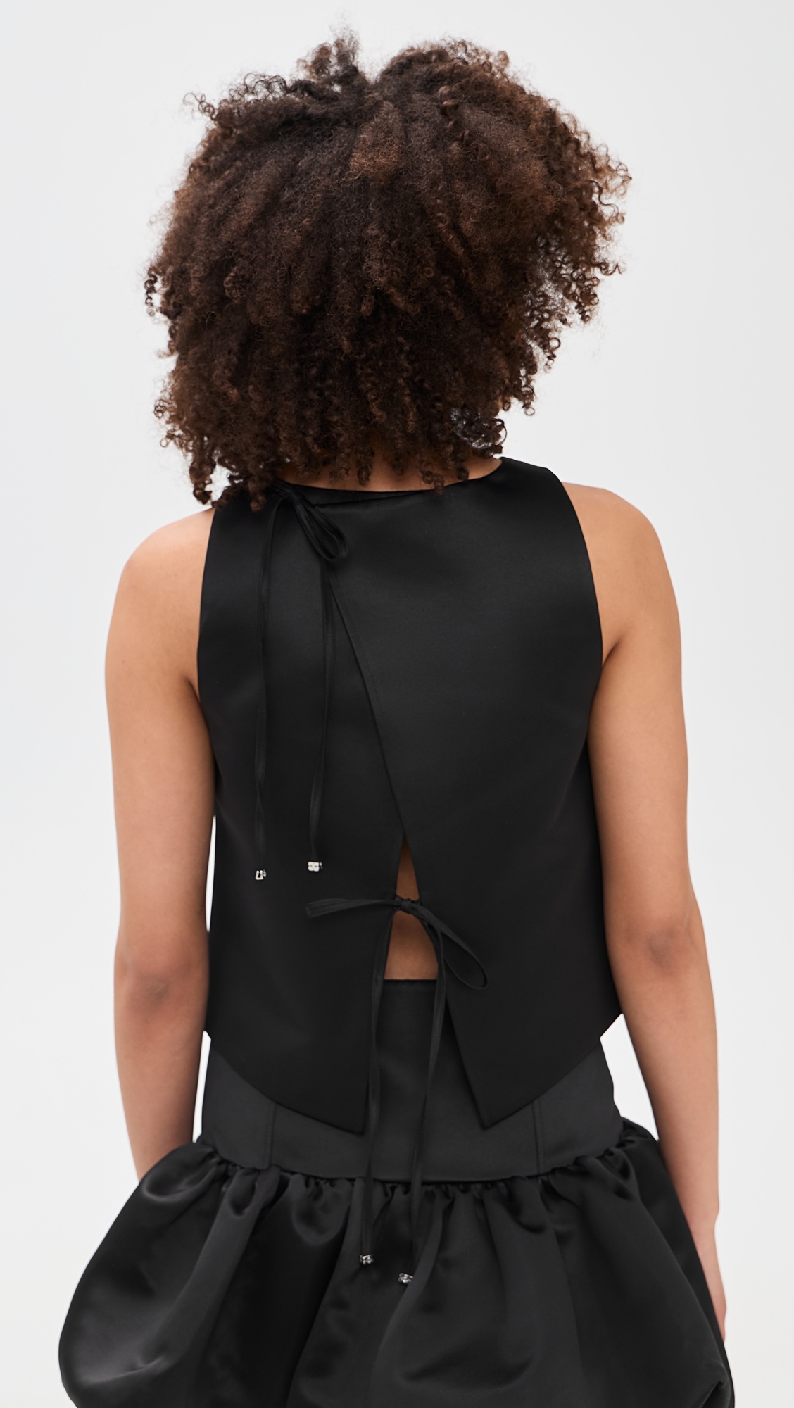 Duchesse Satin Crossover Open Back Top Black