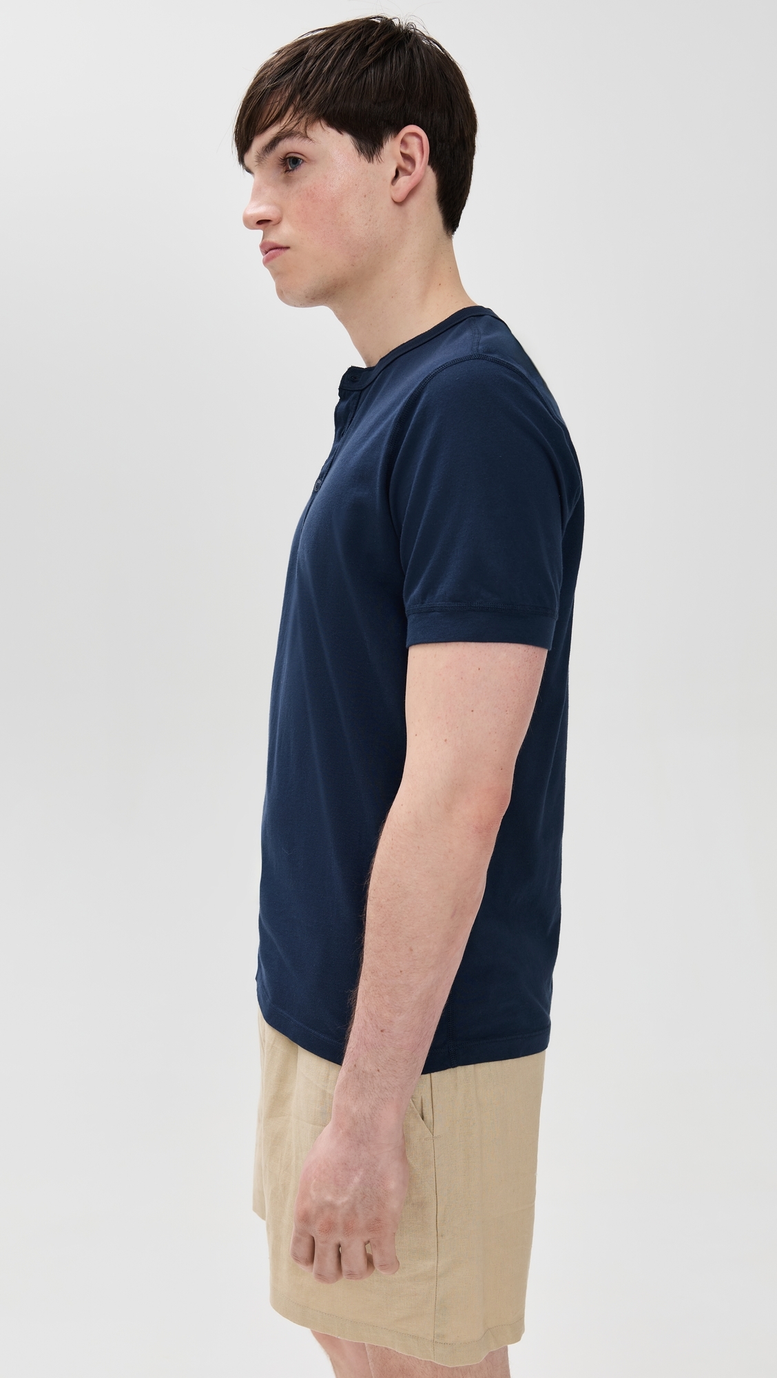 Save Khaki Short Sleeve Pima Henley Navy