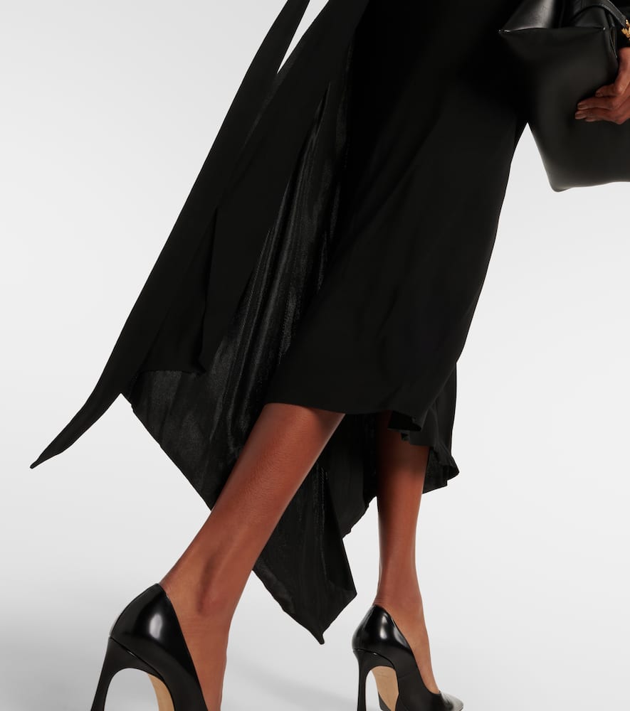 Asymmetric ruched midi dress