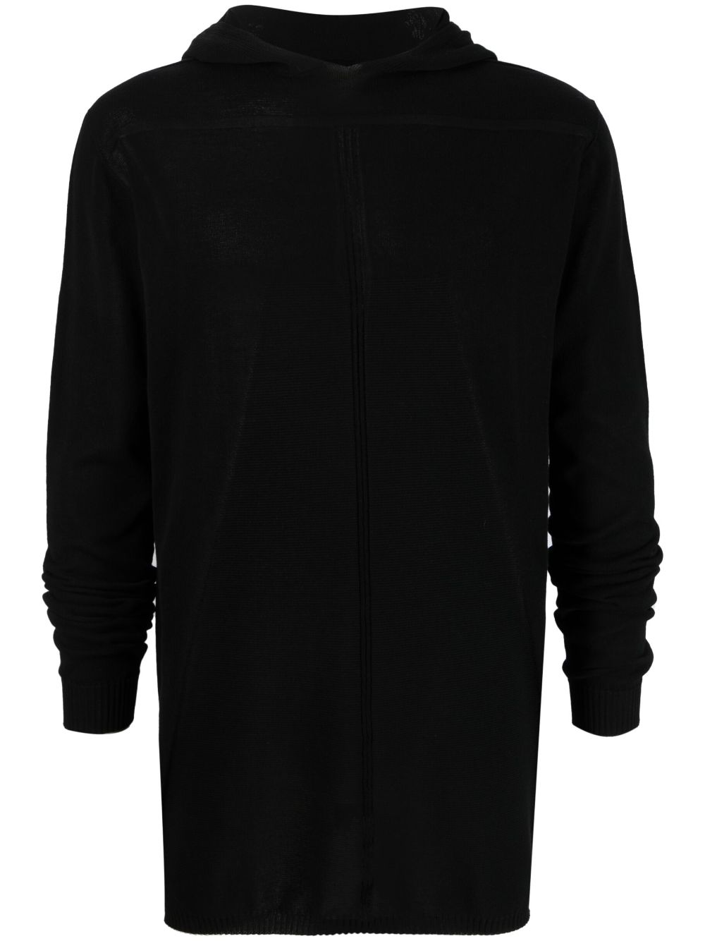 Organic-cotton fine-knit hoodie - Black