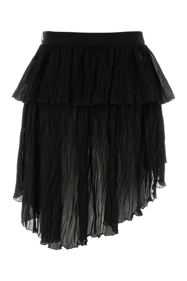 Blumarine - crepe mini skirt asymmetric hem layered pleated