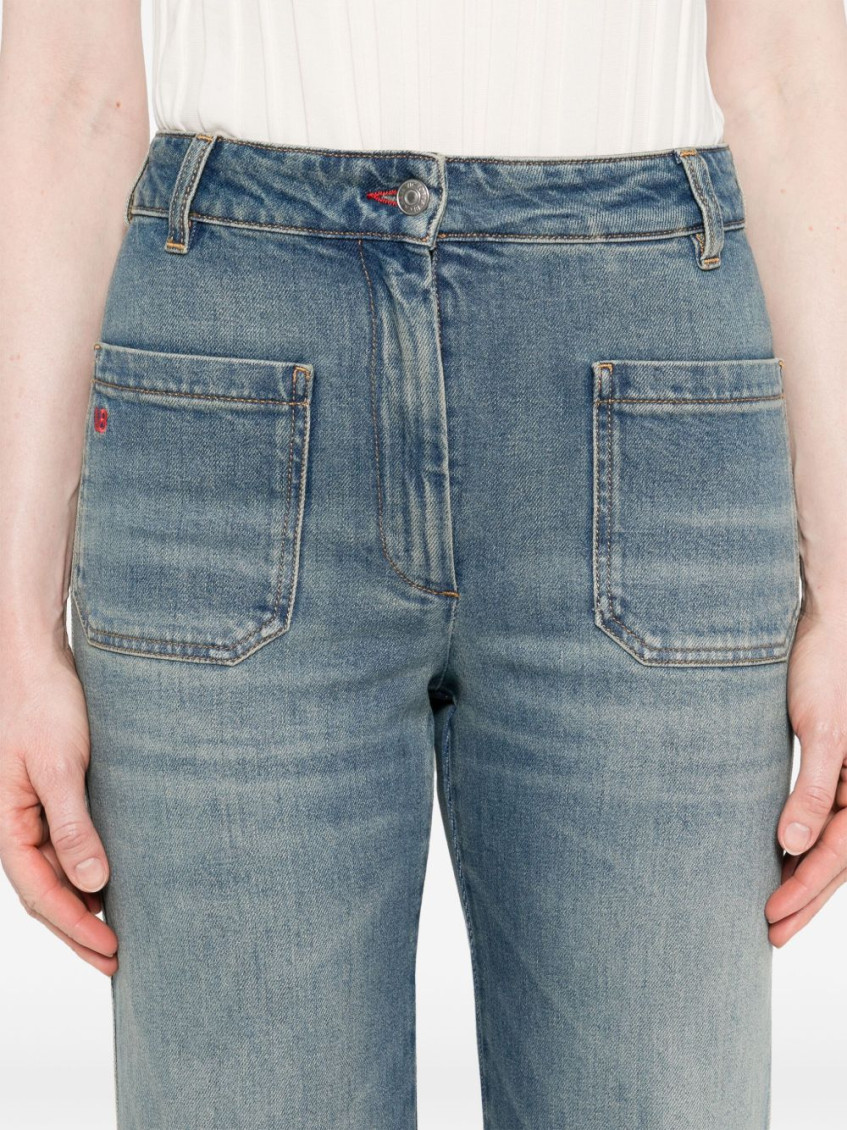 Blue Stretch jeans with logo patch
