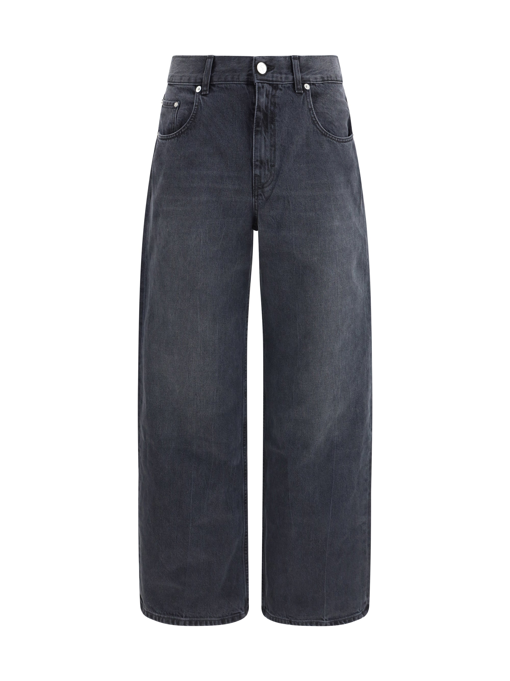 Relaxed Straight-Leg Denim Jeans — Black
