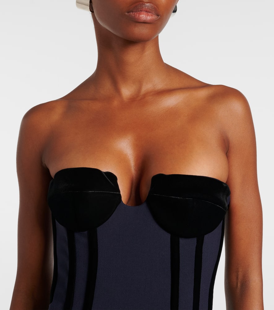 Anemone wool-blend bustier midi dress