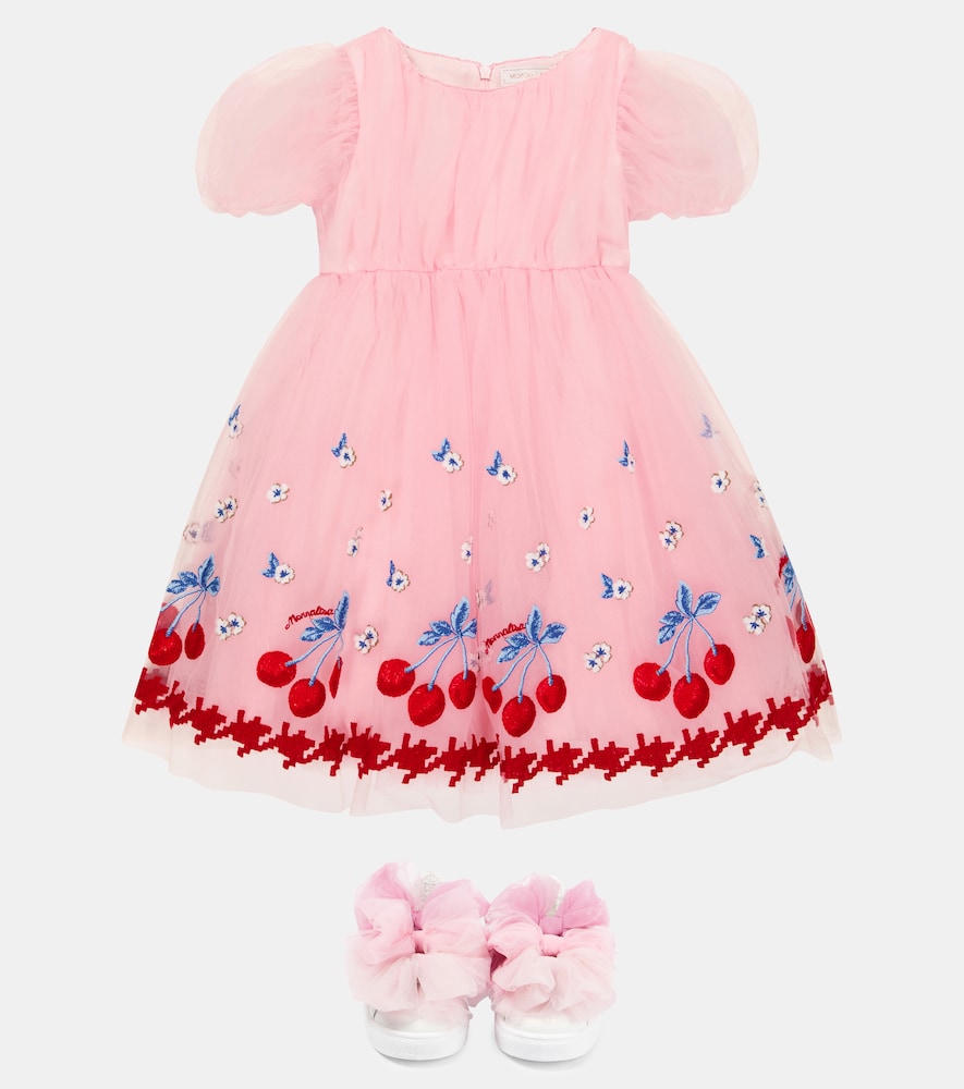 Monnalisa Embroidered tulle dress