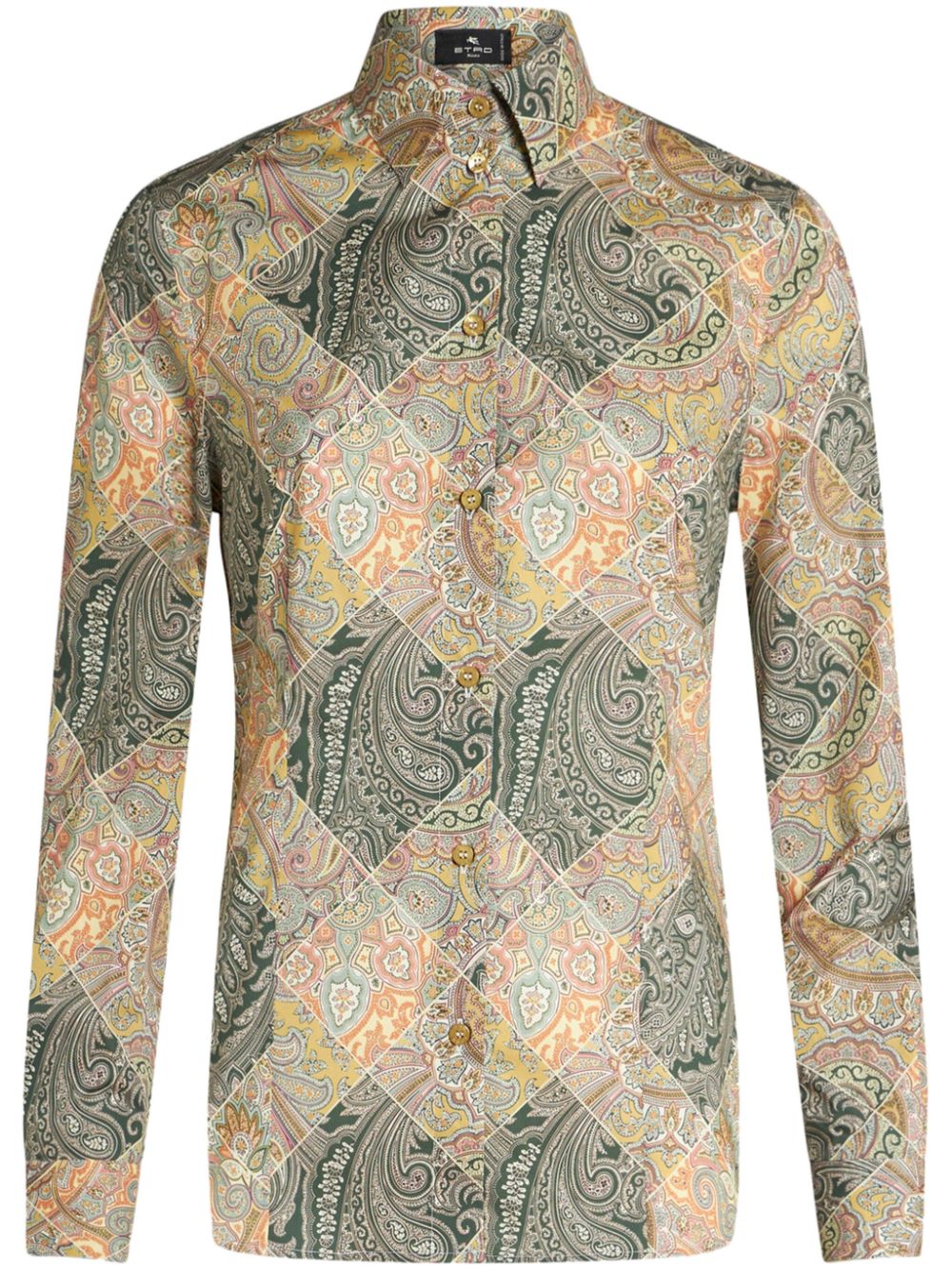 Patchwork-print poplin shirt - Neutrals