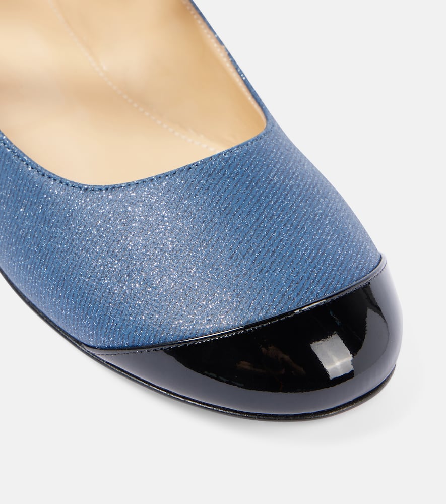 Embellished denim Mary Jane flats