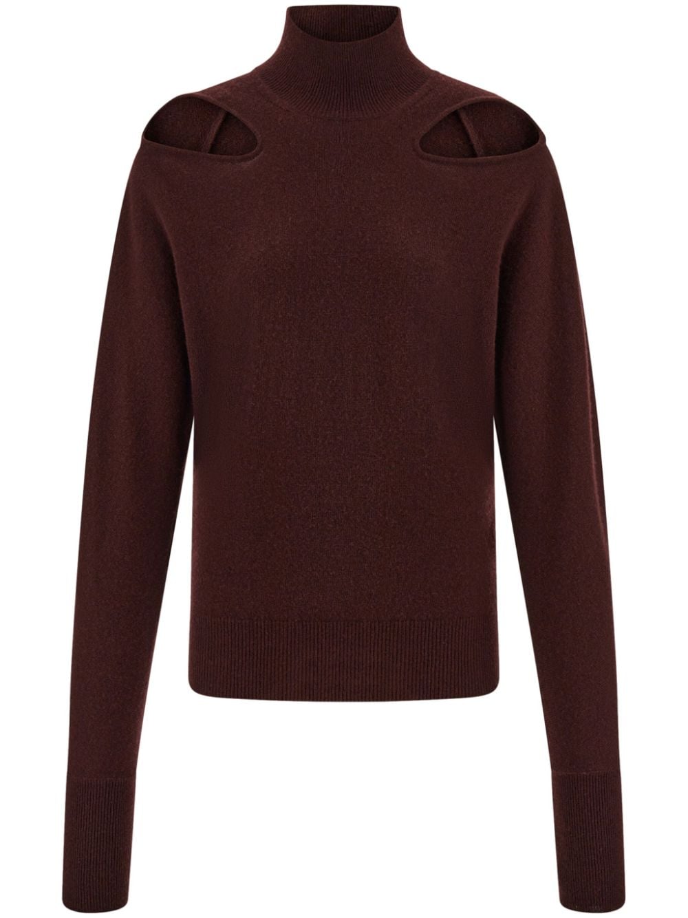 Mock-neck cut-out jumper - Red