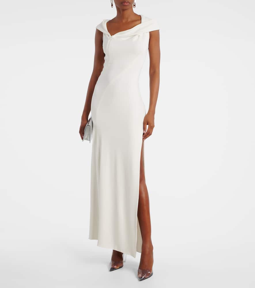 Hooded asymmetric jersey gown