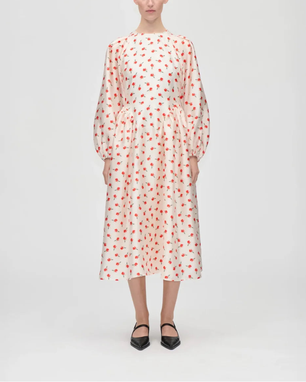 Long Sleeve Voluminous Dress Ditzy Petunia