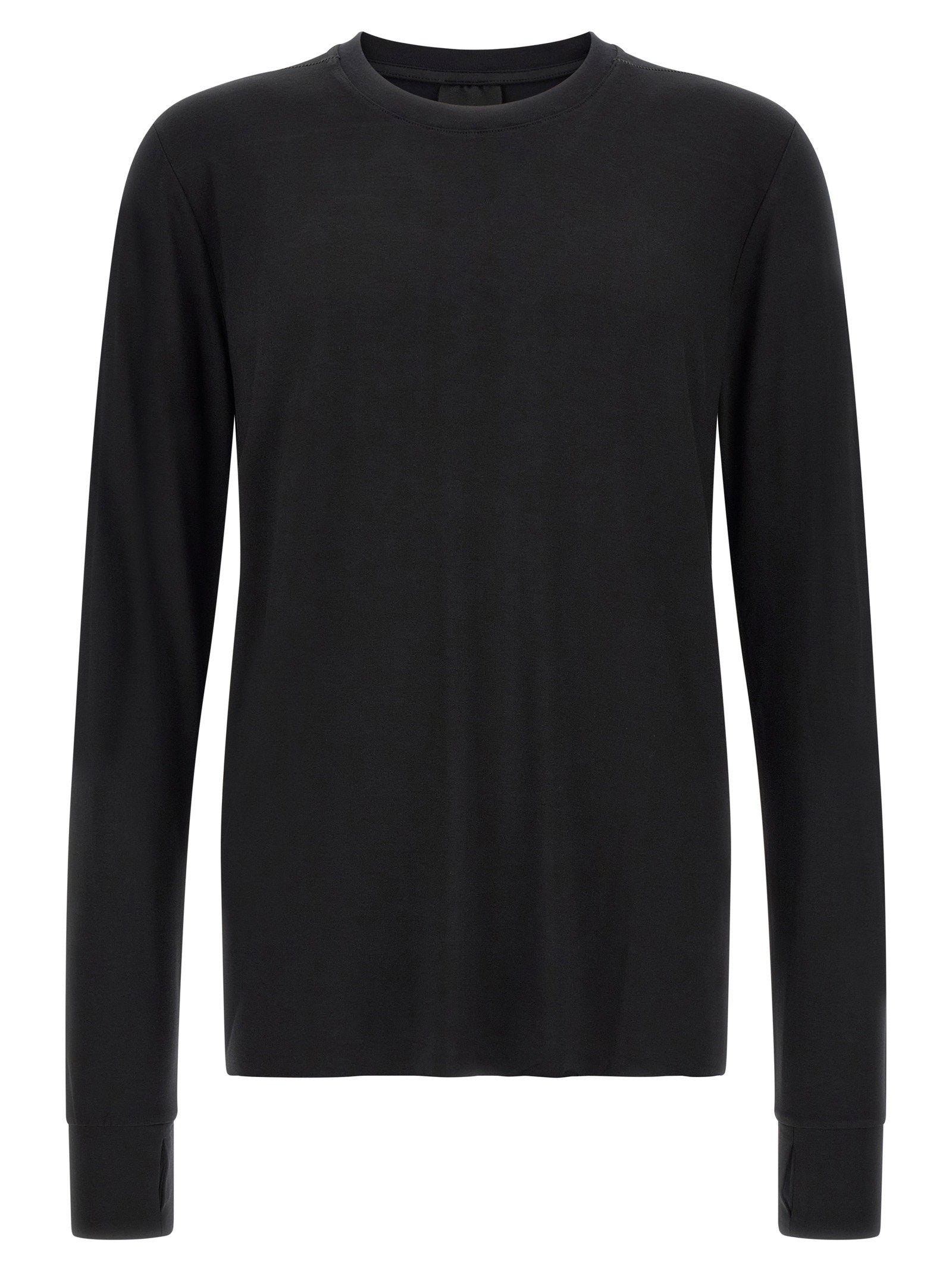 Stretch Viscose Jersey with Thumb Holes T-shirt — Black