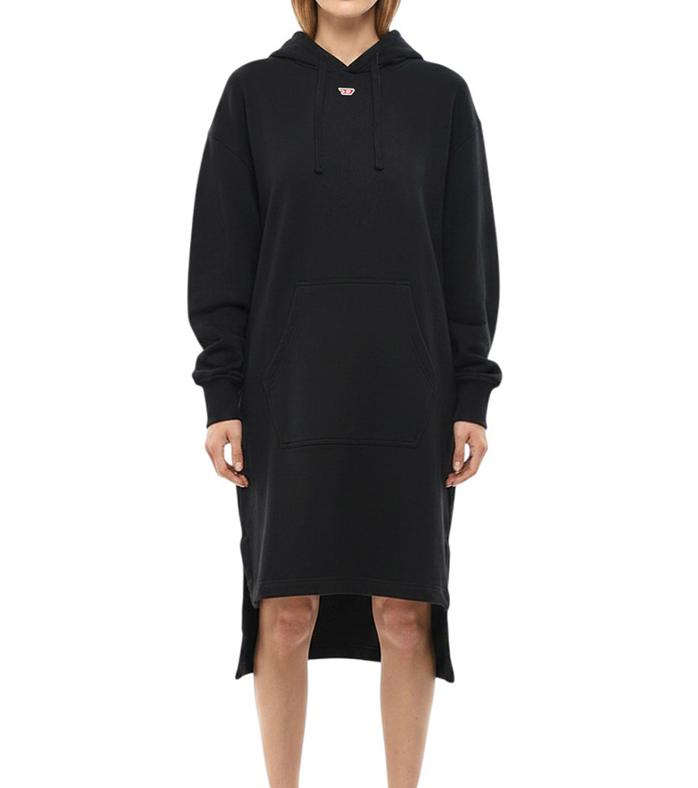 Black Logo Hood Midi Dress