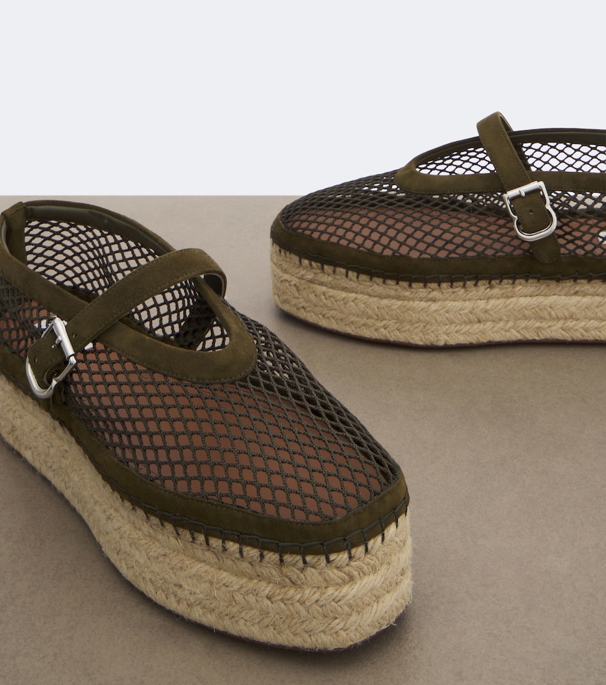 Alaïa Suede-trimmed fishnet espadrilles