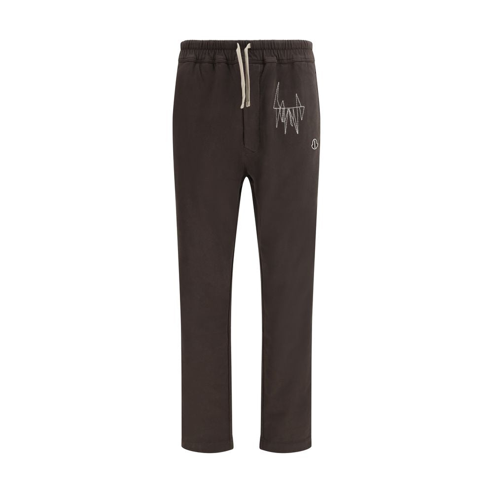 Embroidered Logo Cotton Joggers — Brown