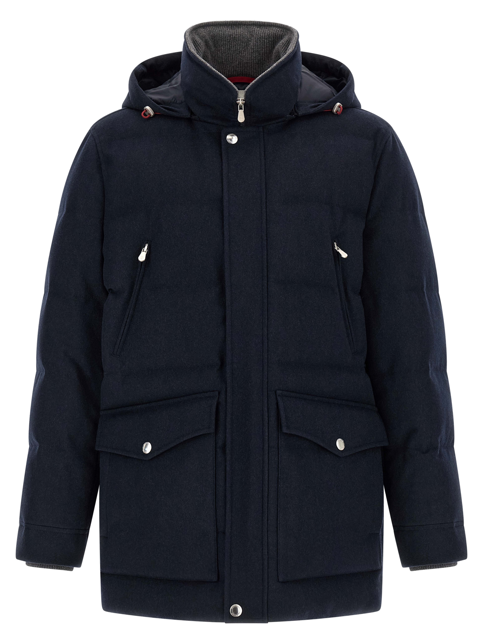Wool Flannel Padded Coat — Navy
