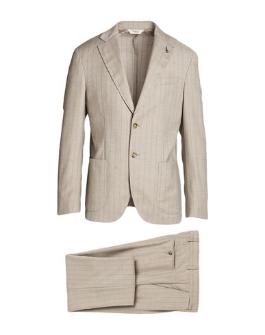 Man Suit Taupe Size 42 Virgin Wool, Elastane