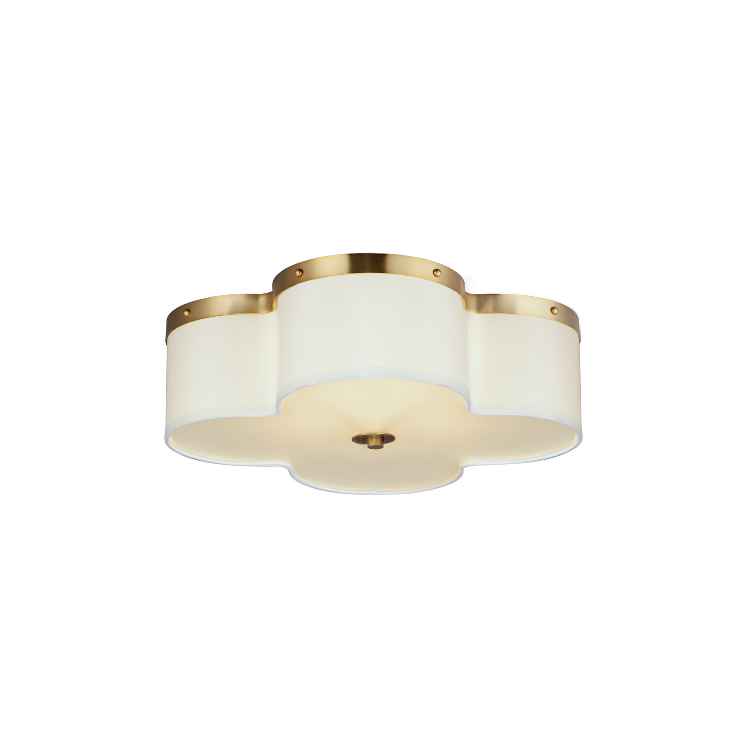Satin Brass Four Light Flush Mount from the Clover Collection