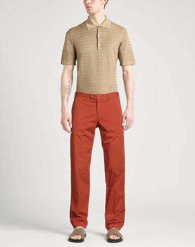 Man Pants Orange Size 40 Cotton, Elastane