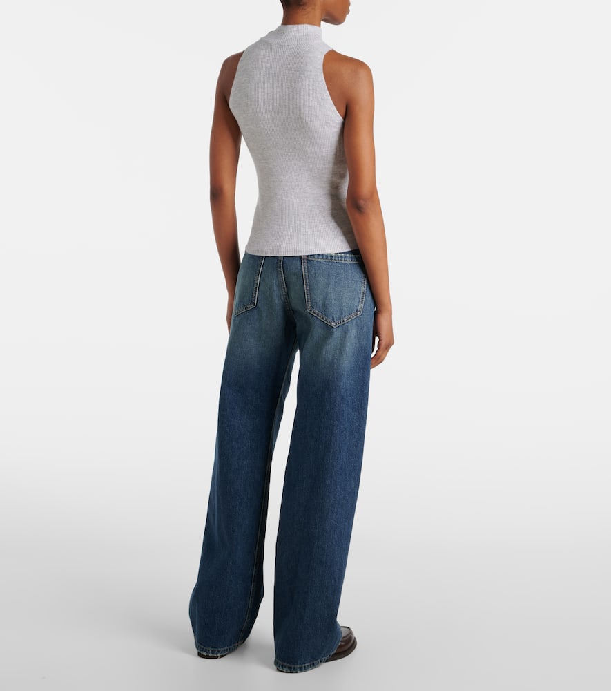 Ribbed-knit turtleneck top