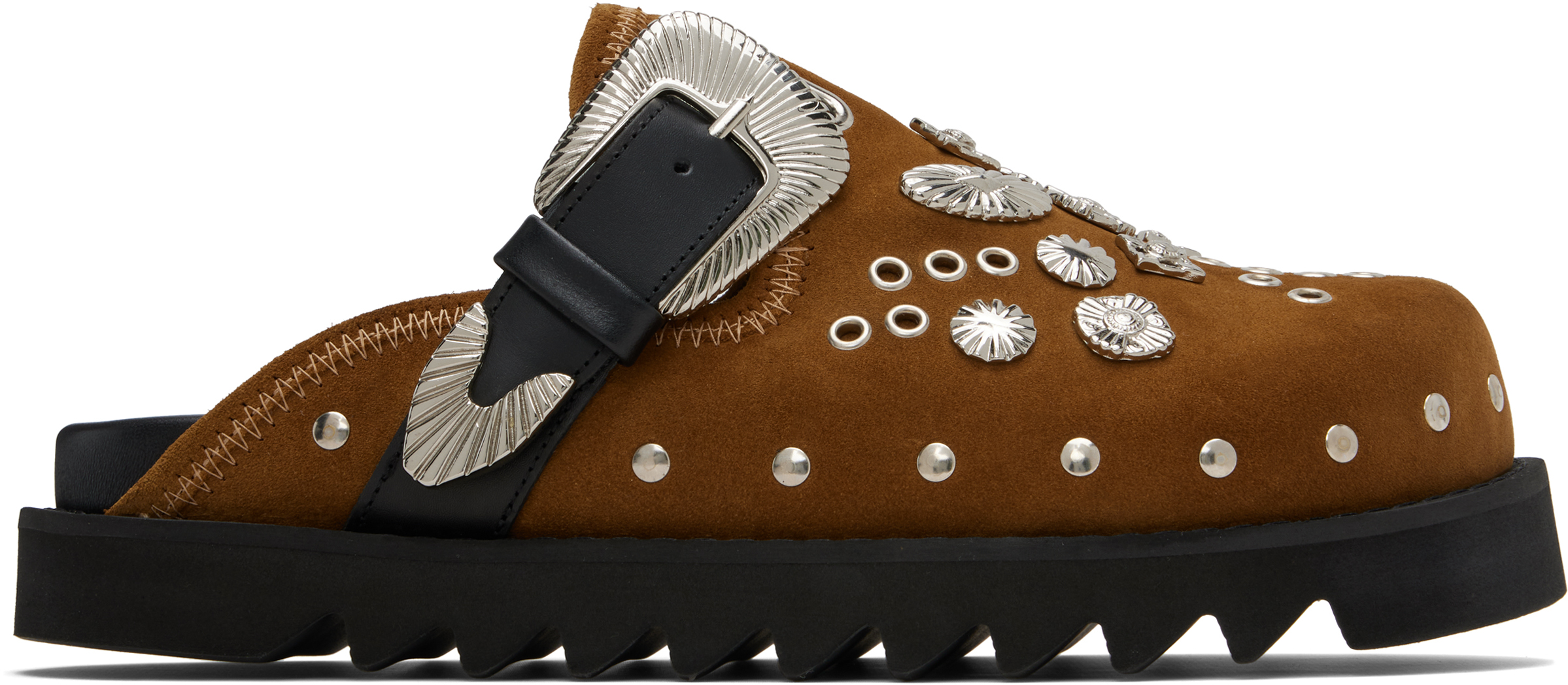 SSENSE Exclusive Khaki Eyelet Metal Sabot Loafers