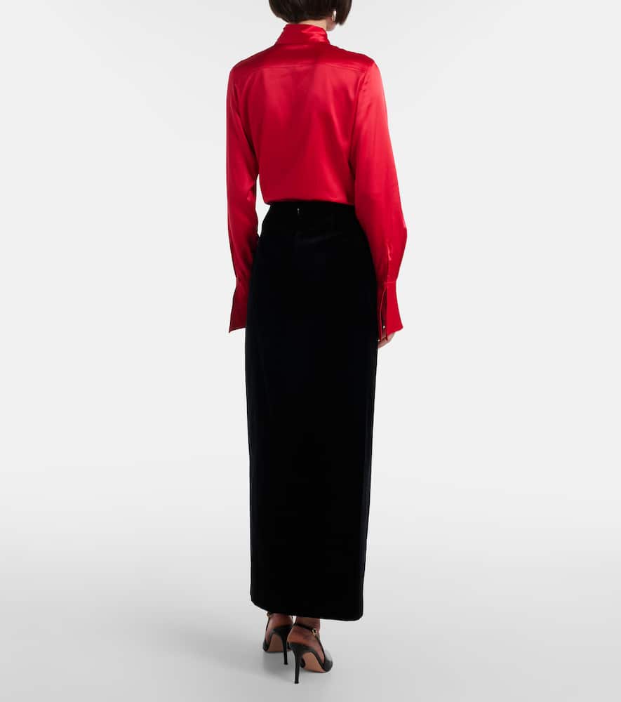 Cotton velvet maxi skirt