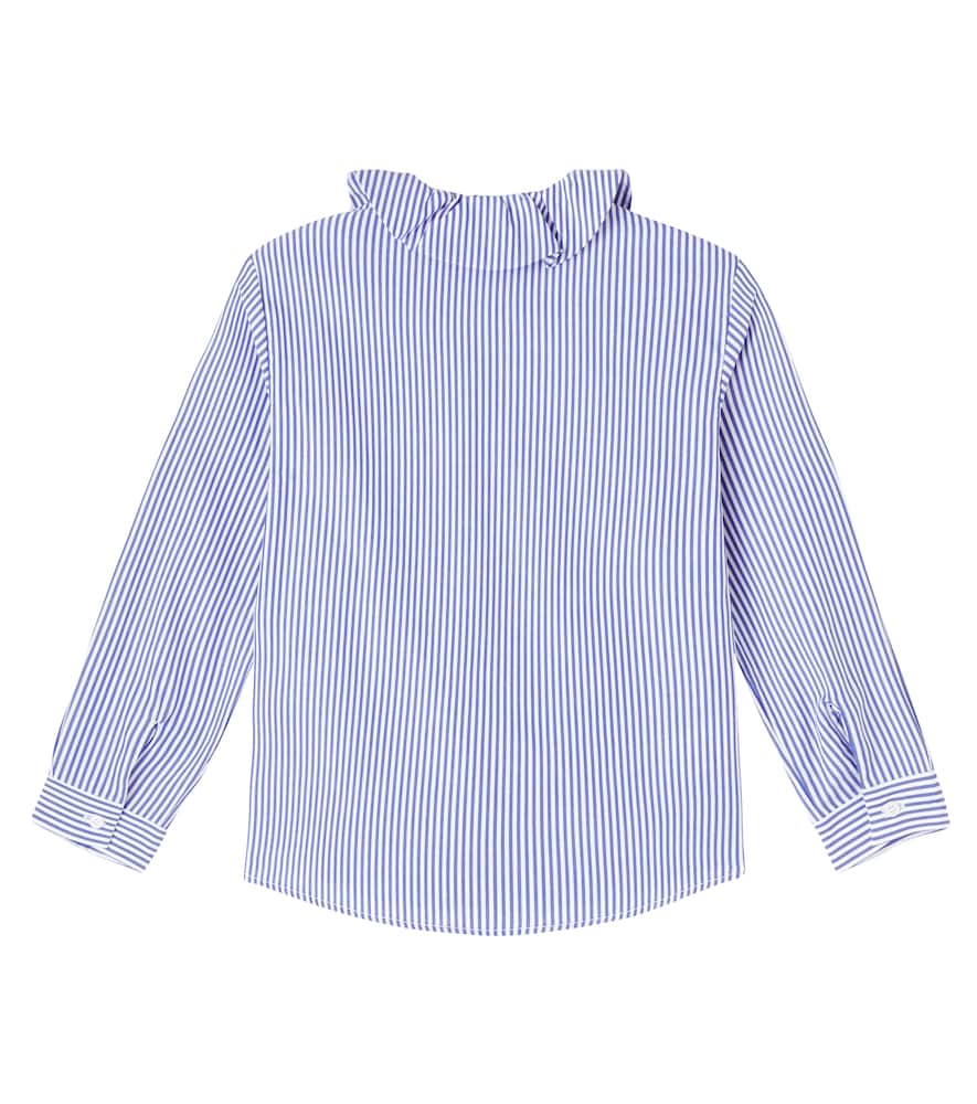 Ruffled striped cotton poplin shirt