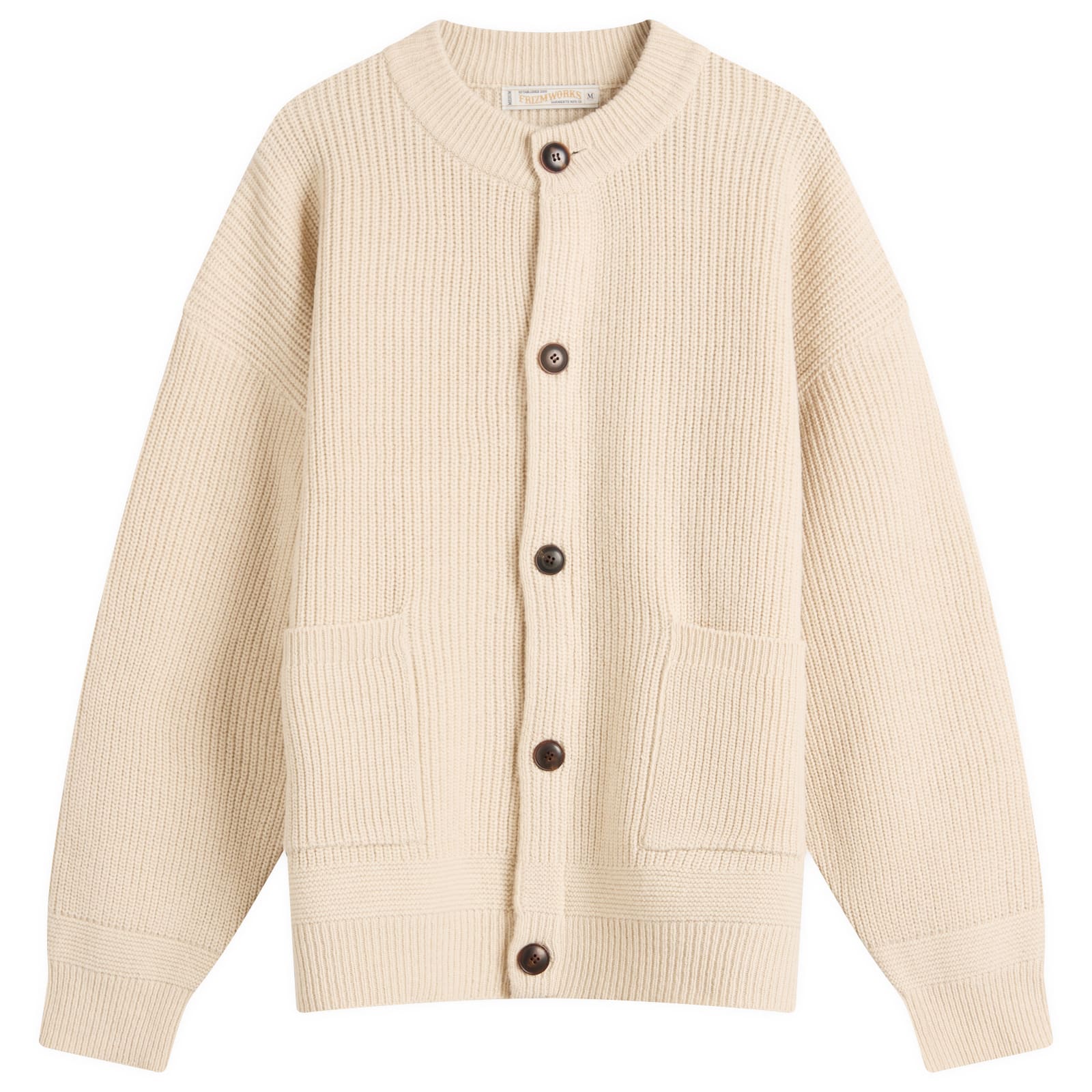 Men's Heavy Wool Round Cardigan Cream