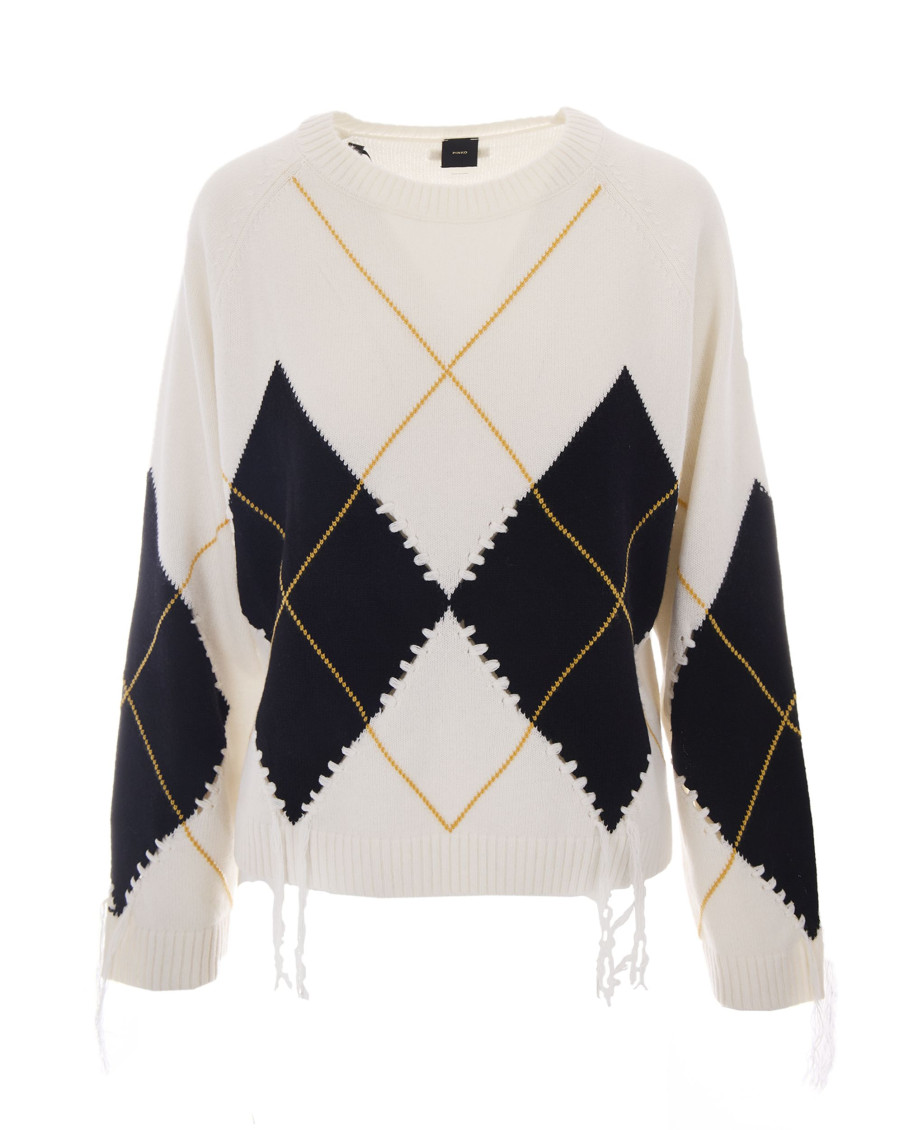 Pinko - argyle knit crew neck long sleeve sweater