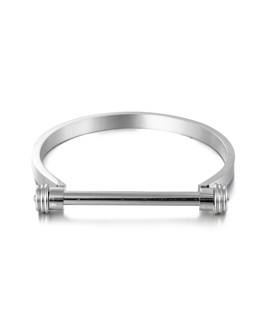 Luxe Collection Roger Silver Titanium Screw Cuff Bracelet