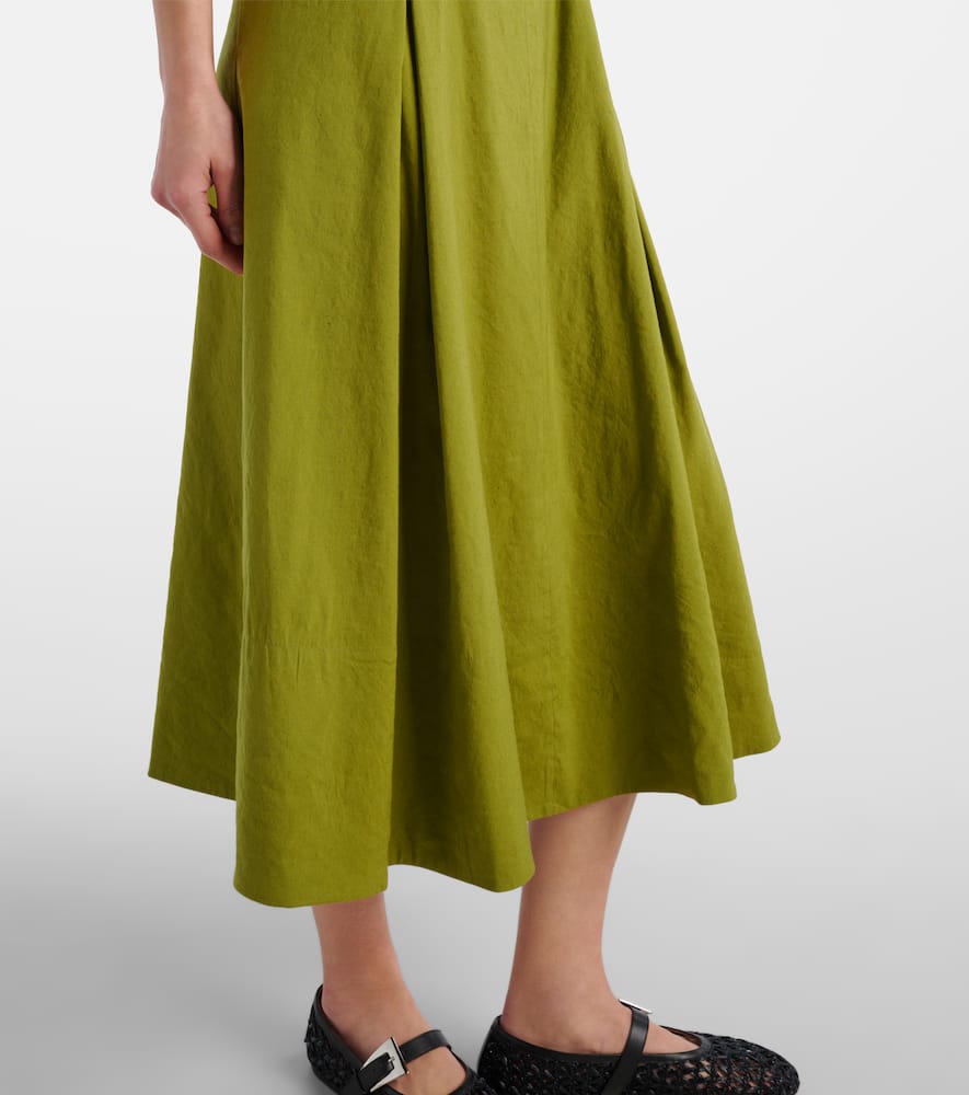 Linen-blend midi dress
