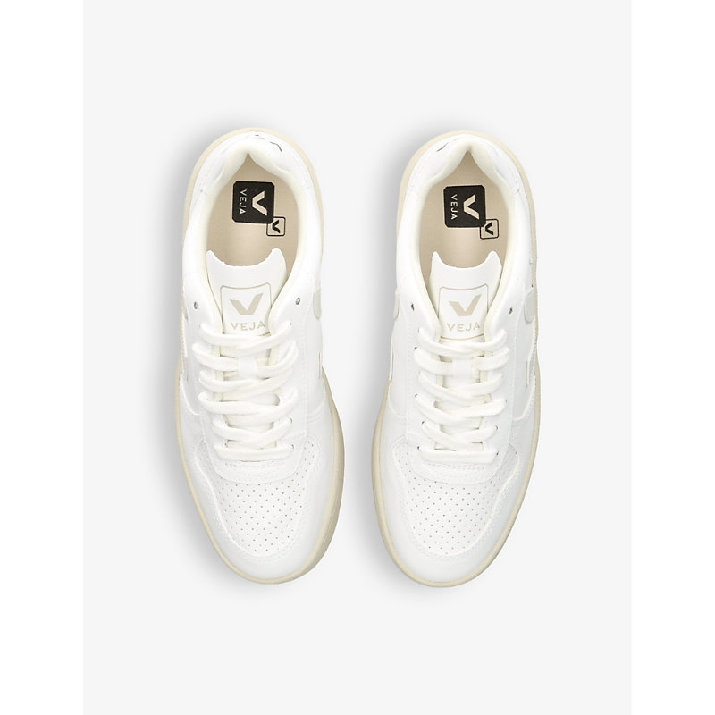 Womens White V-10 Logo-embroidered Vegan-leather Low-top Trainers