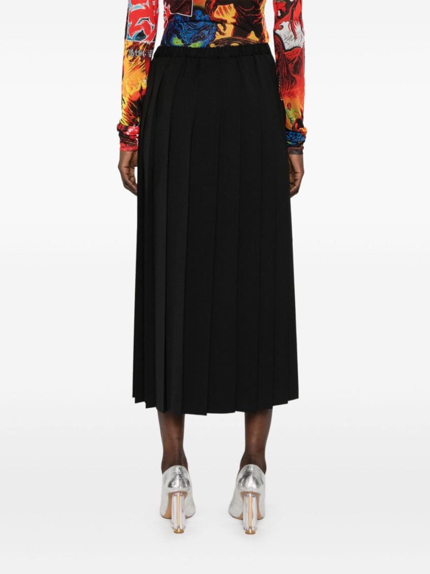 Black Pleated Midi Skirt