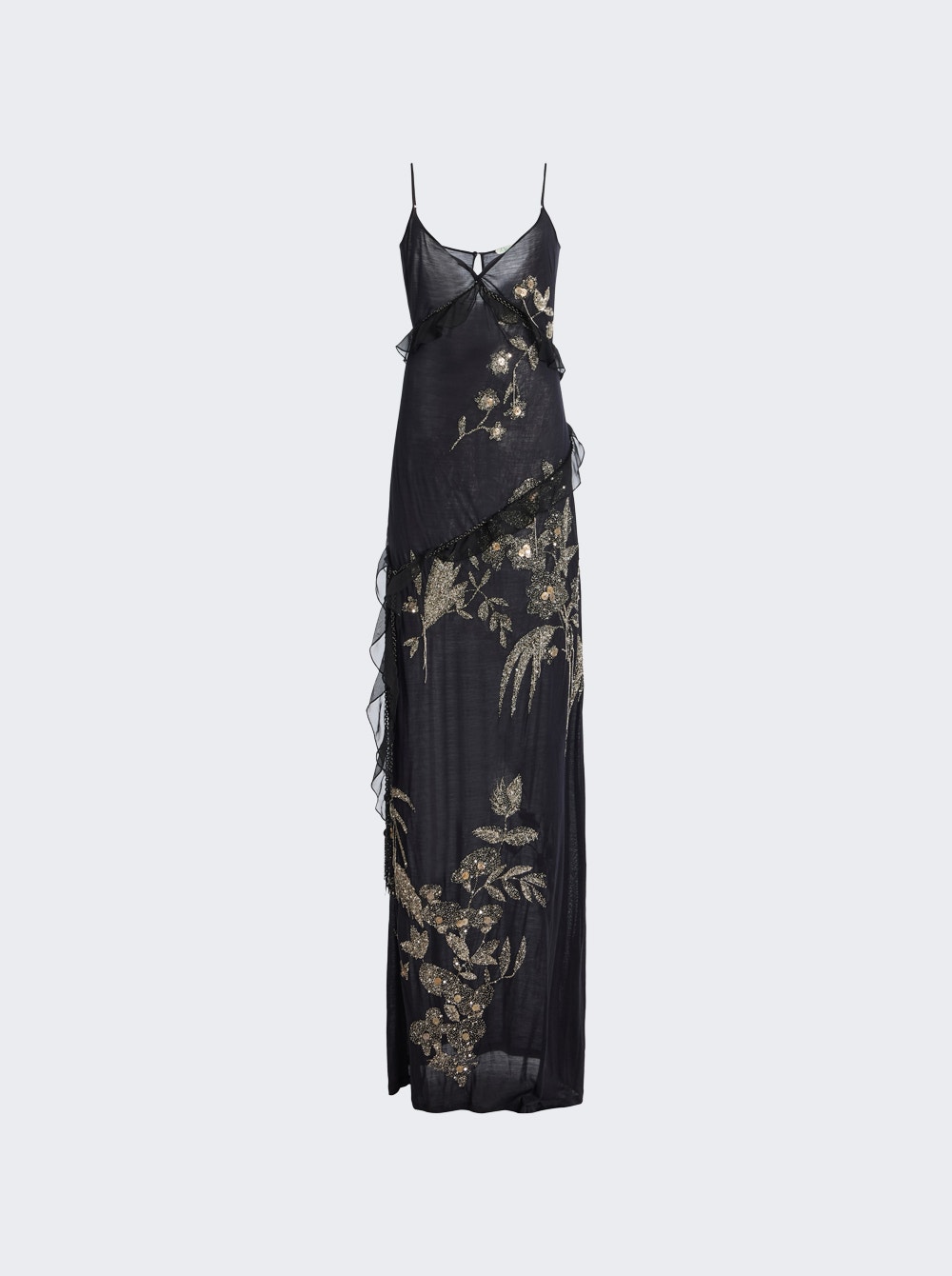 Arbe Embroirdered Silk Jersey Dress Black