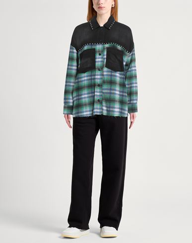 Woman Shirt Green Size 2 Cotton, Acrylic, Polyester, Wool
