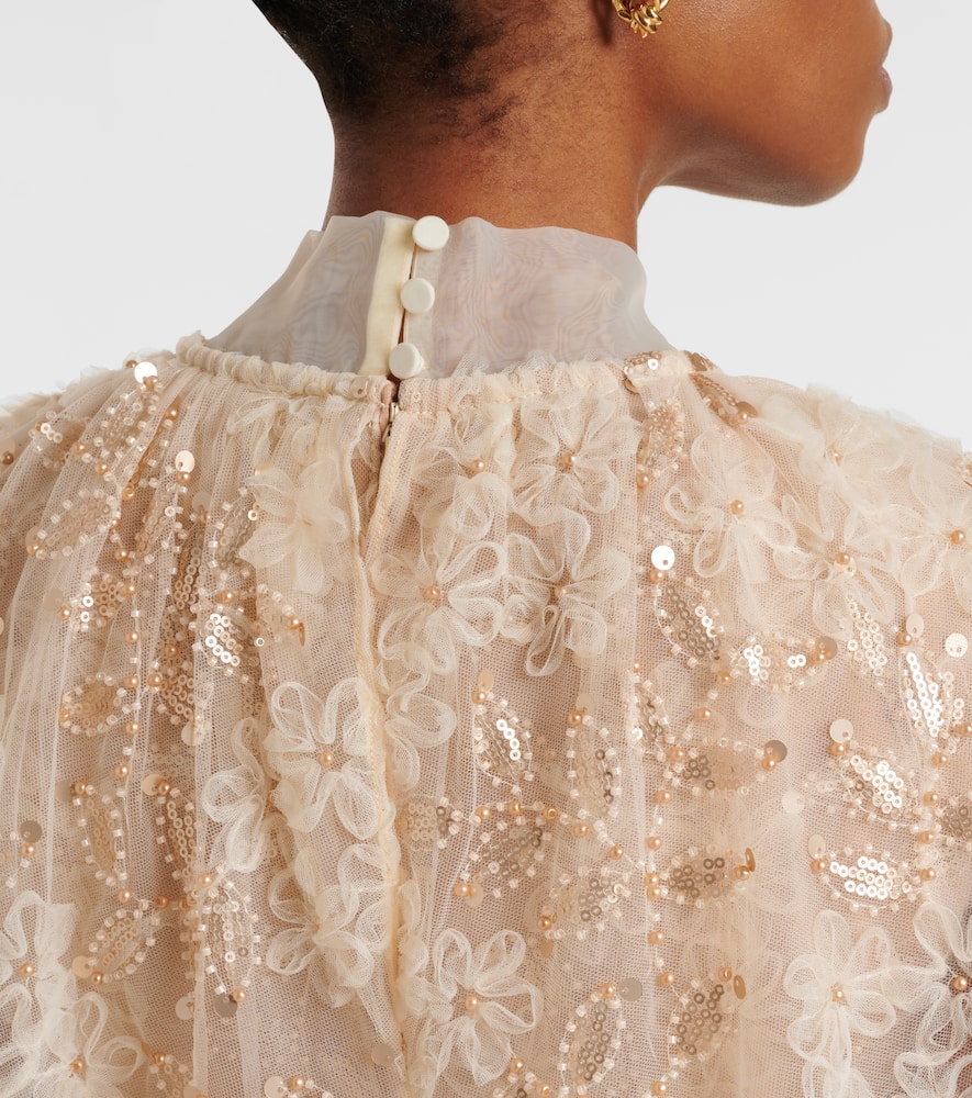 Self-Portrait Embroidered caped gown