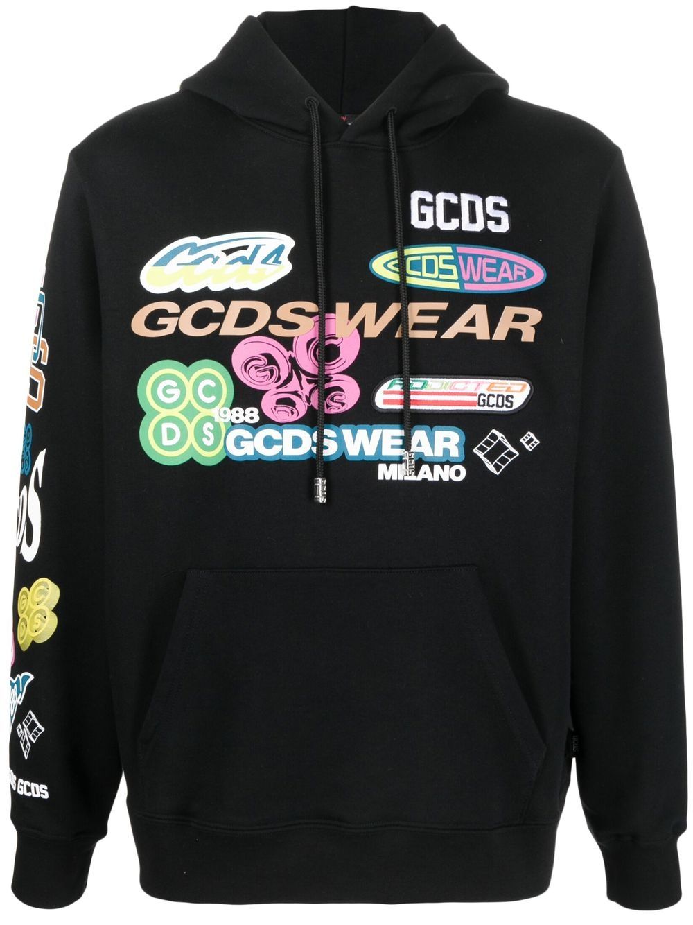 Logo-print drawstring hoodie - Black