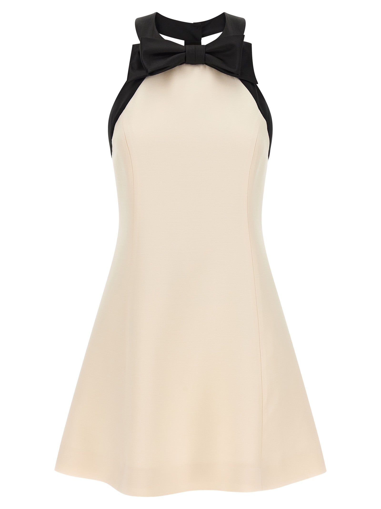 Bicolor Virgin Wool Dress — White