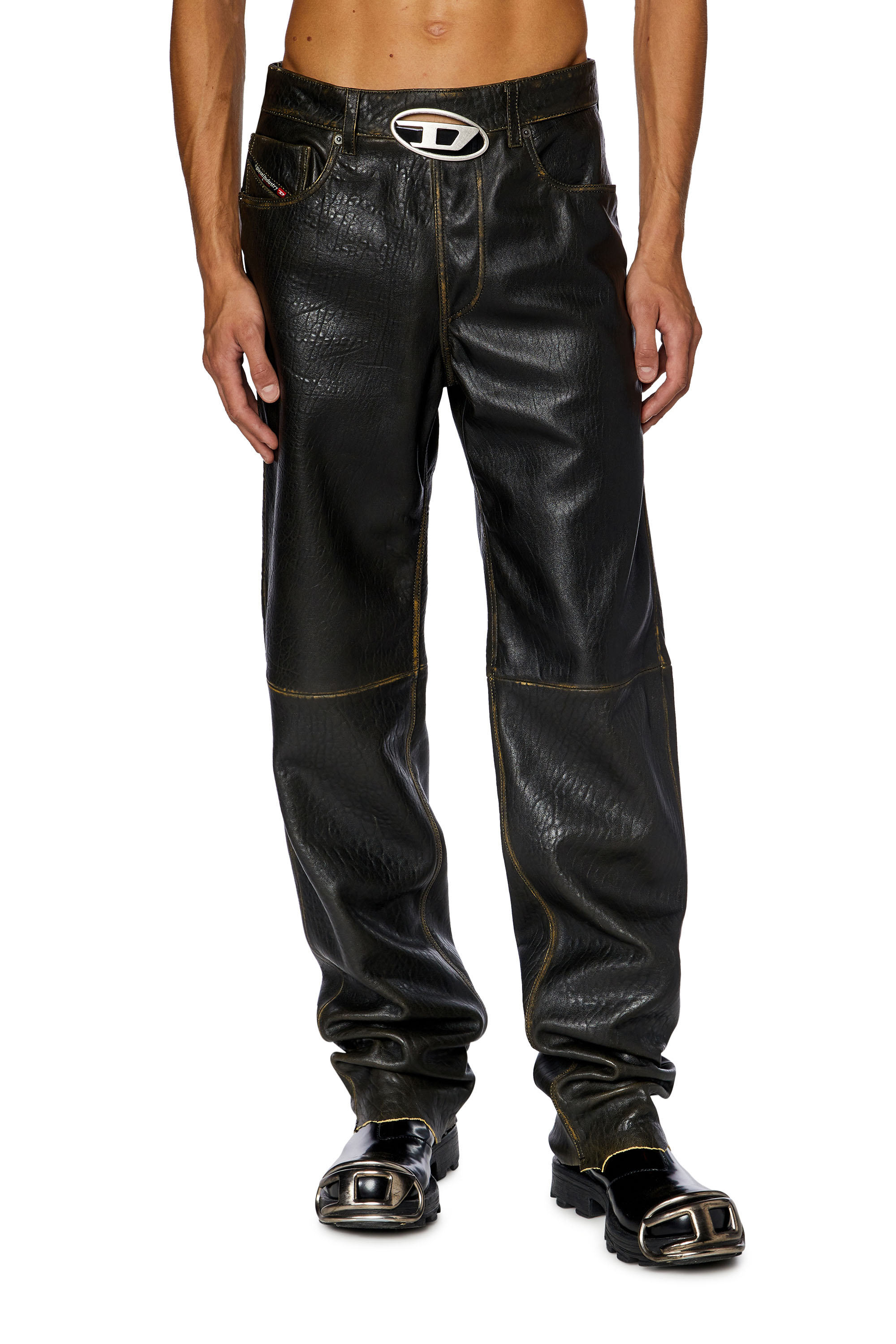 Black p-kooman Trousers In Sheepskin Leather Man