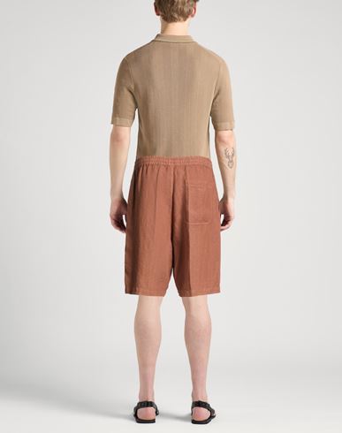 Man Shorts & Bermuda Shorts Brown Size 30 Linen