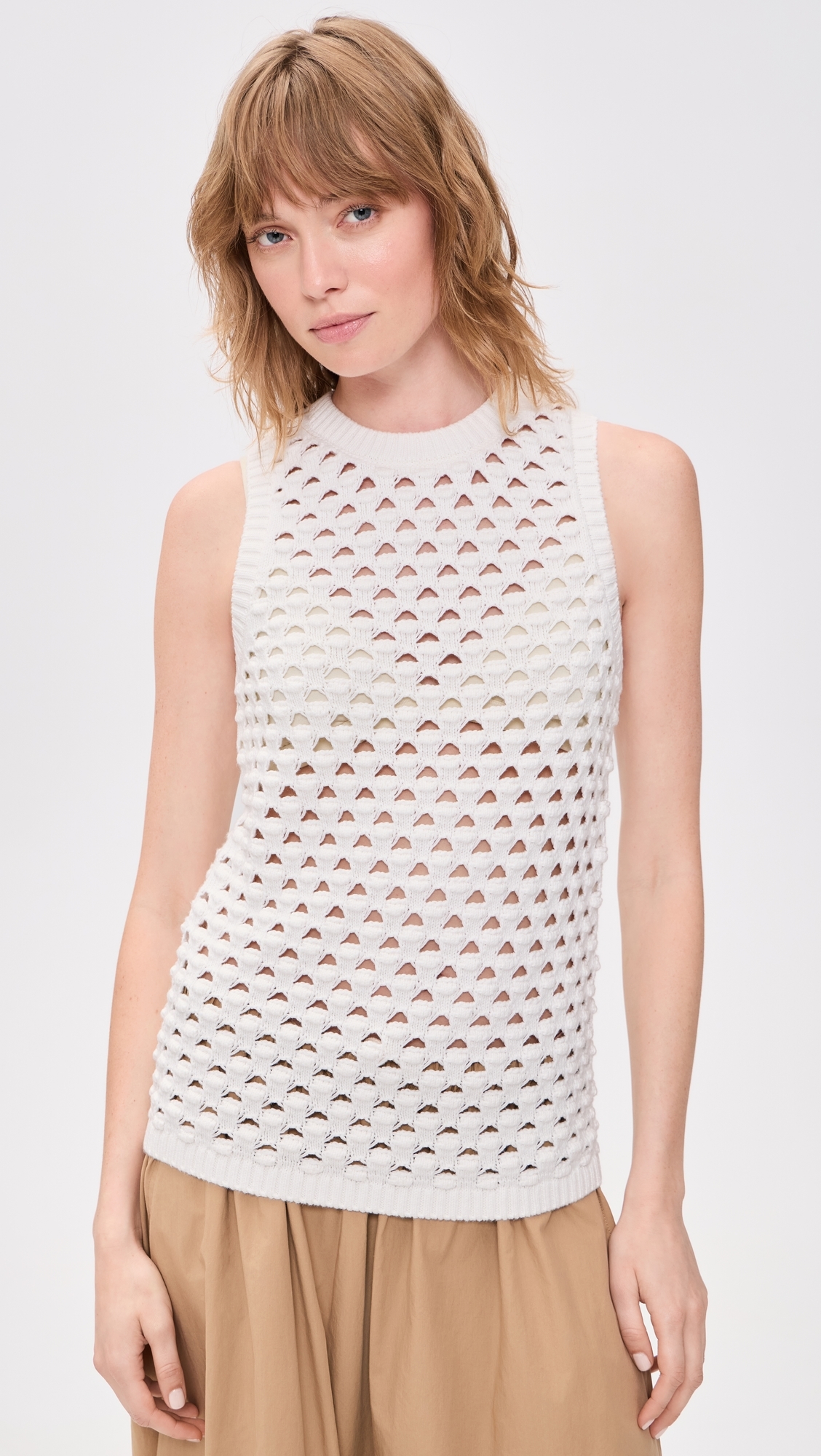 Jeanie Crochet Knitted Vest White