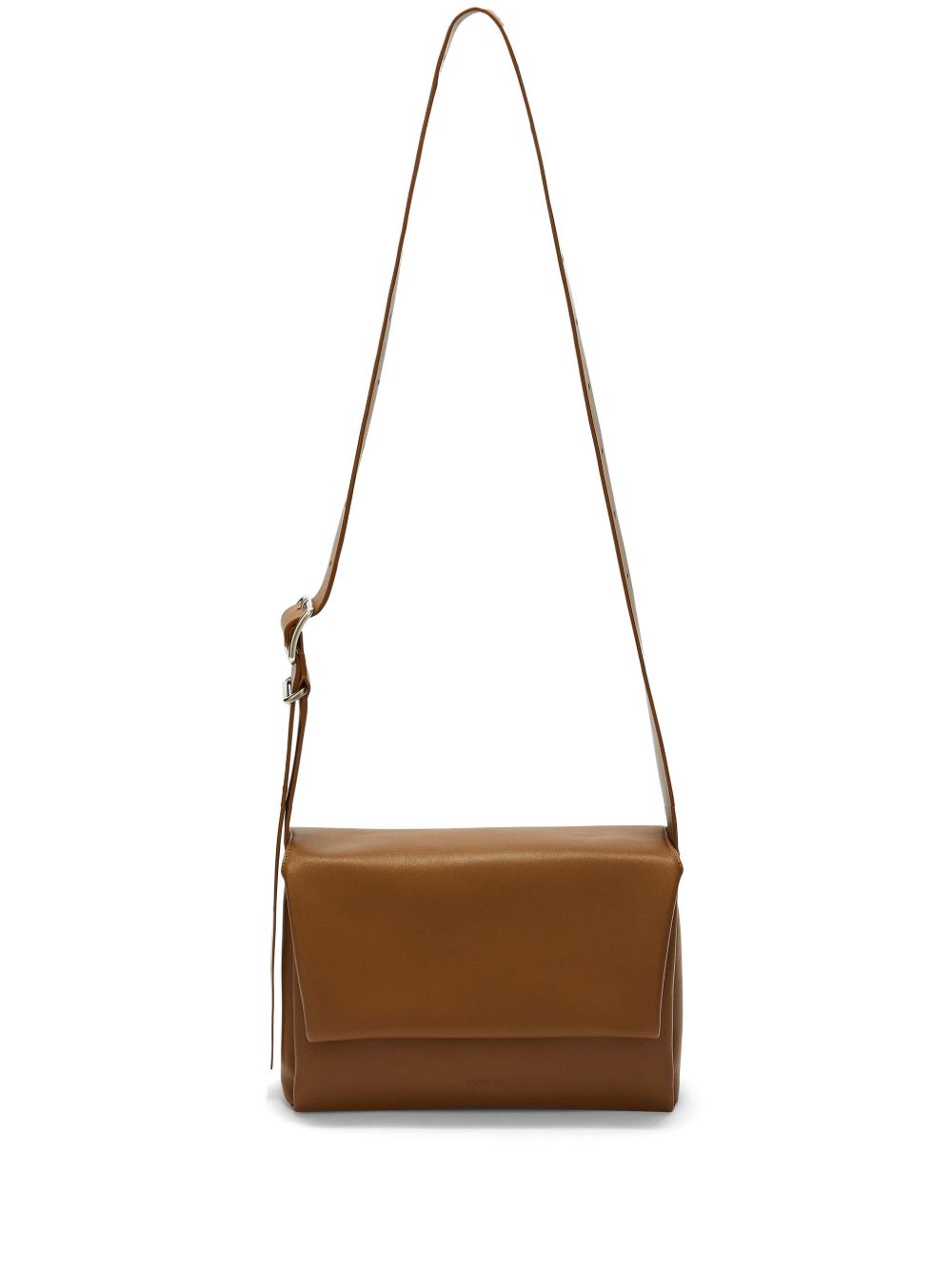 Folded small leather shoulder bag - Brown