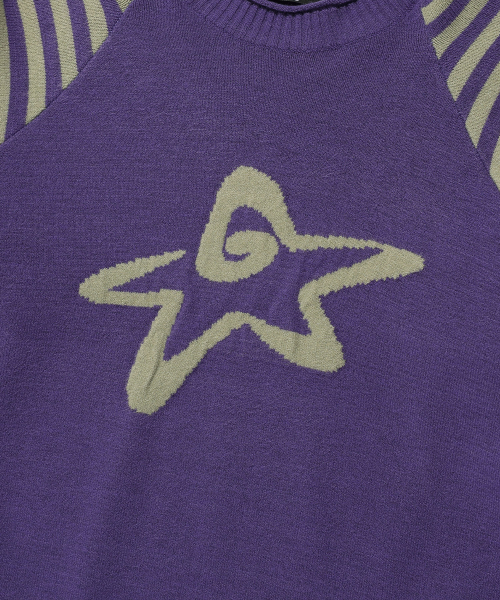STAR STRIPE RAGLAN KNIT_PURPLE