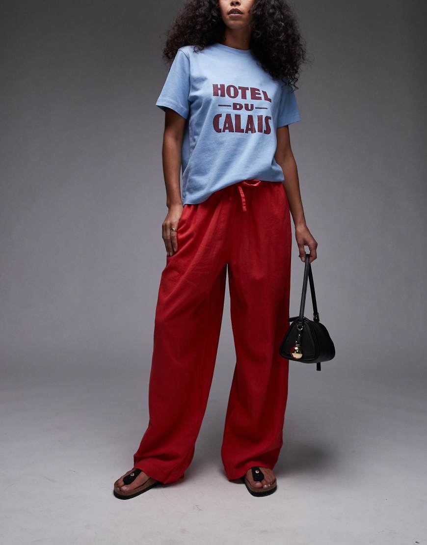 Linen balloon pants in red