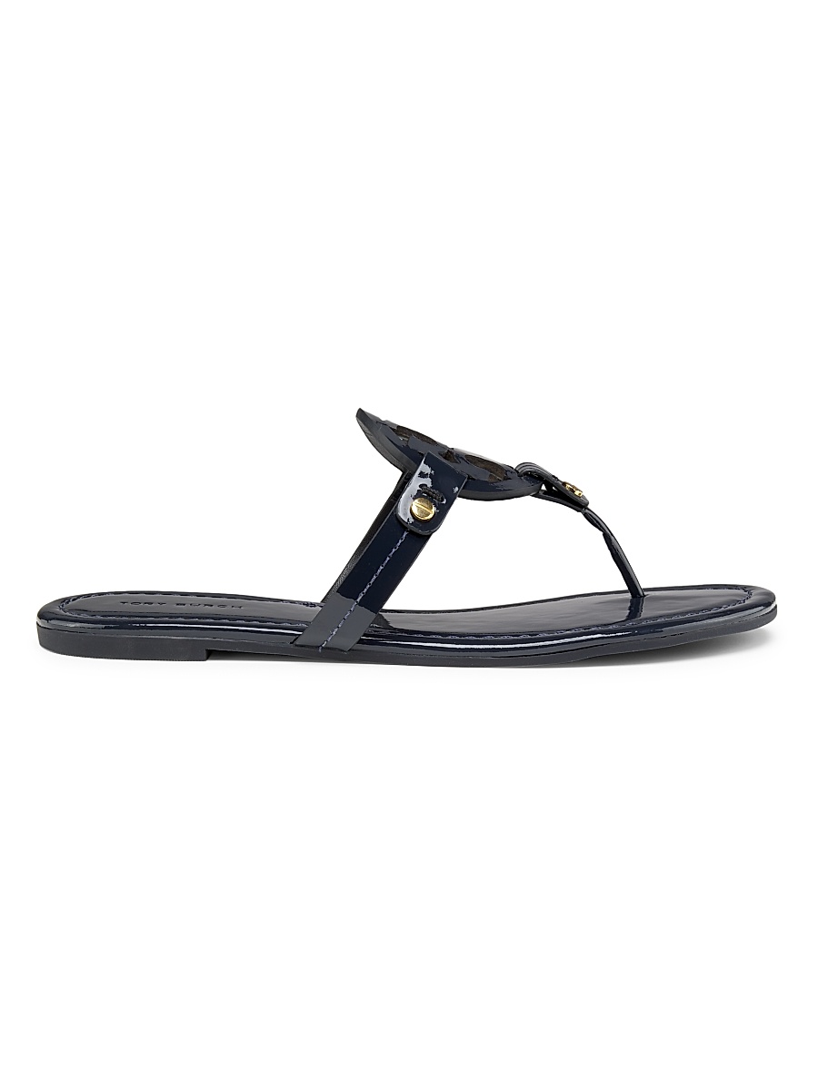 Women's Miller Patent Leather Thong Sandals - Navy
