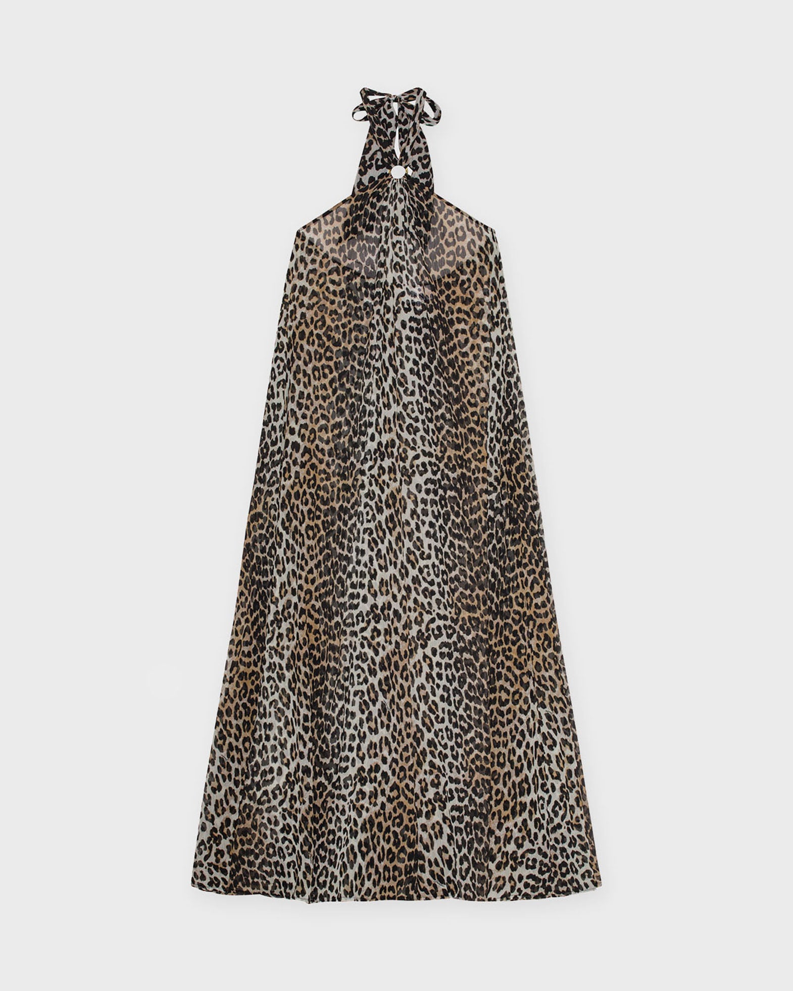 Ganni Dress Chiffon Halterneck Leopard