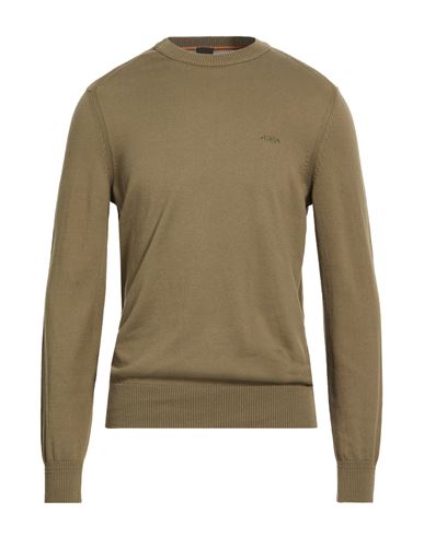 Man Sweater Military green Size L Cotton, Kapok fibre