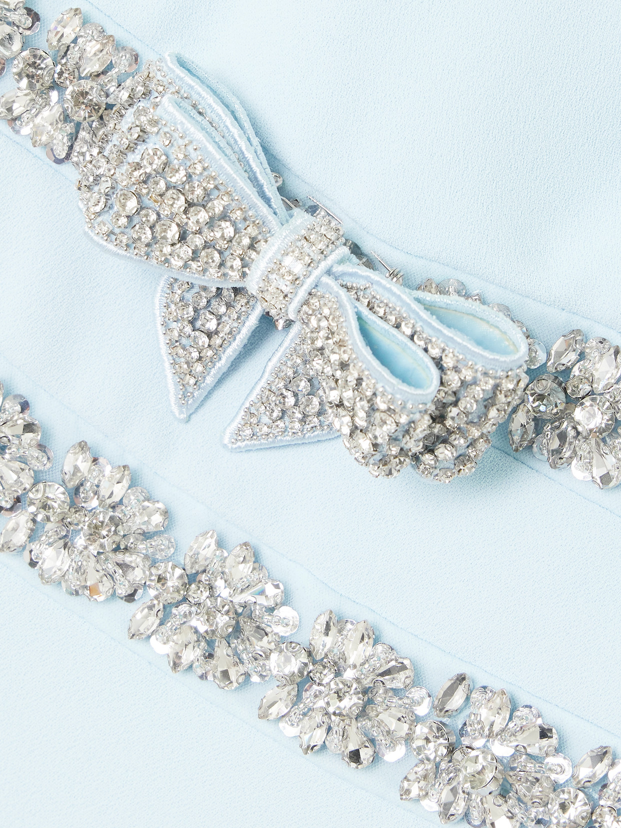Bow-detailed Crystal-embellished Crepe Maxi Dress - Blue